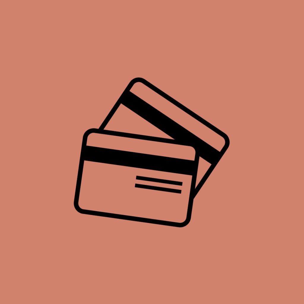 Credit cards on a salmon background