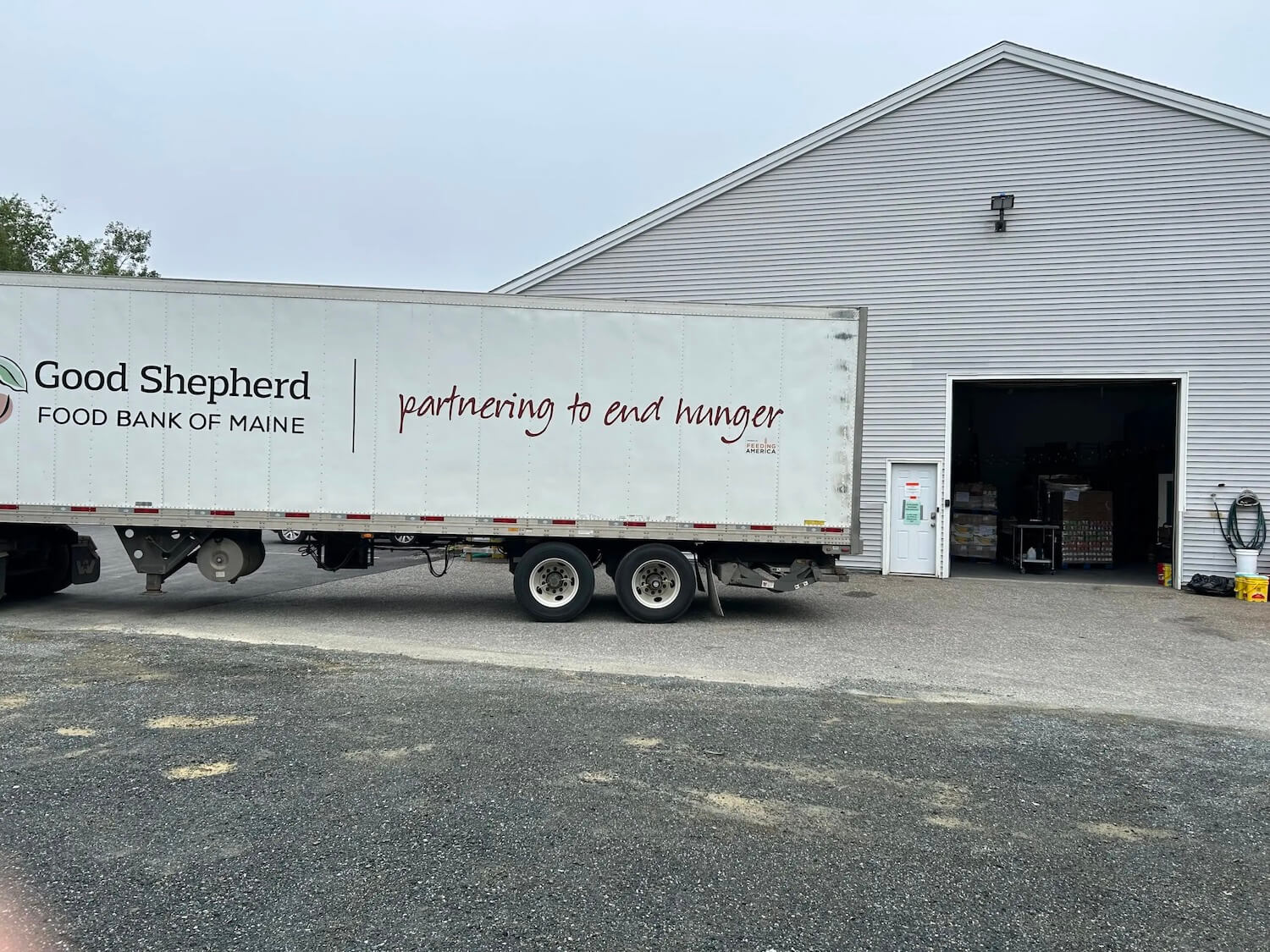 Good Shepherd Food Bank truck at a partner agency in Downeast Maine