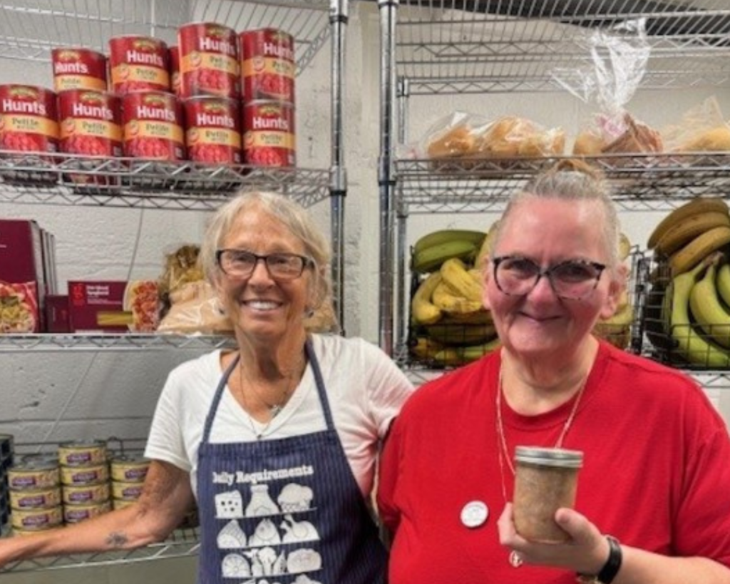 two ladies at a food pantry