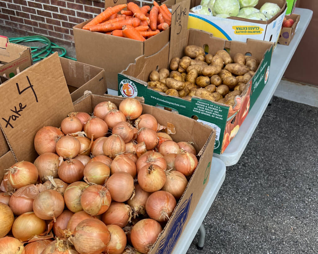 Boxes of various vegetables