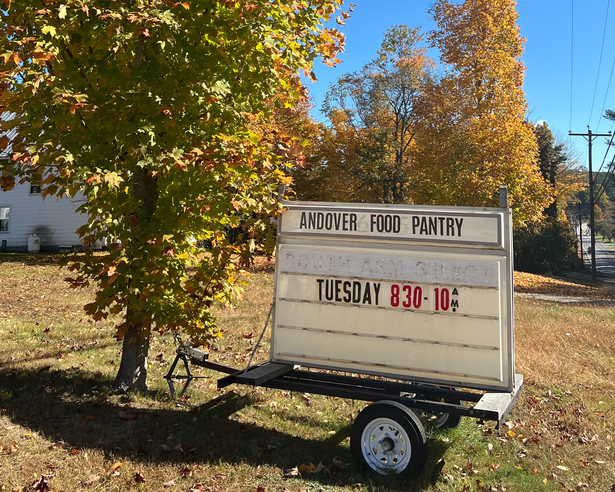 Food pantry open sign.